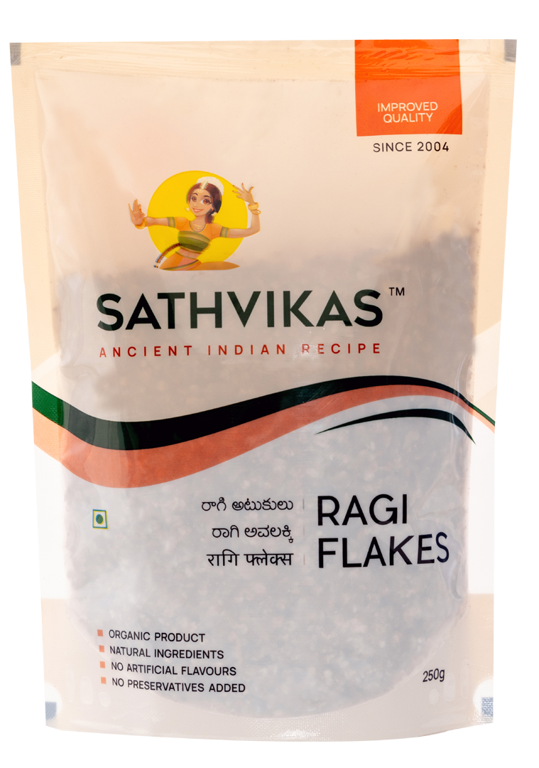 Ragi Atukulu / Finger Millet Poha / Ragi Flakes (250 grams) Pack Of 1.